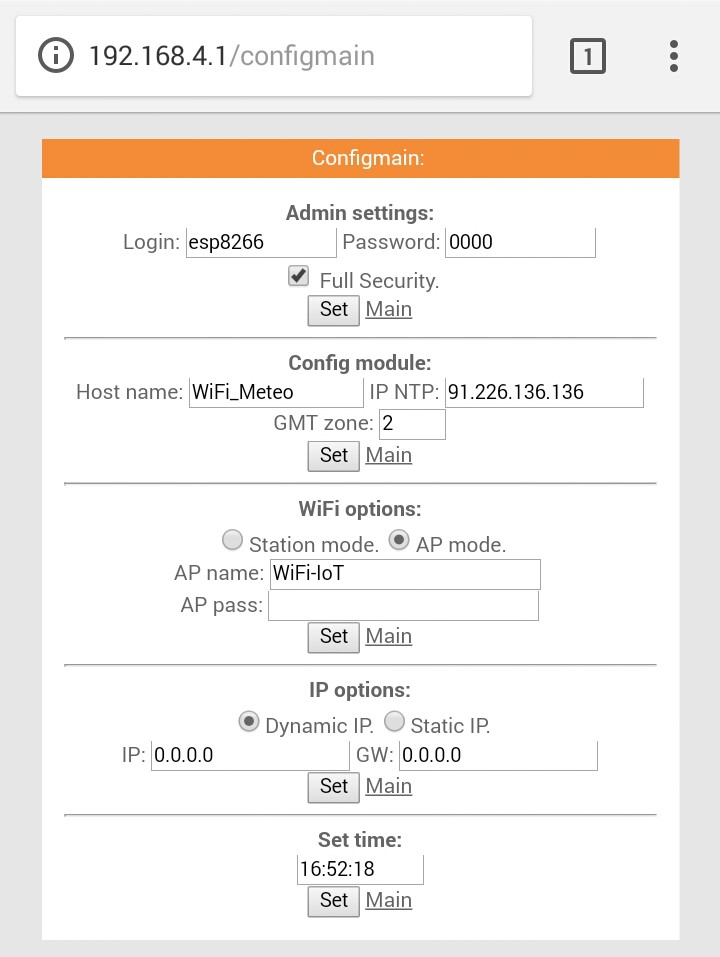 WiFiMeteo \ Настройка